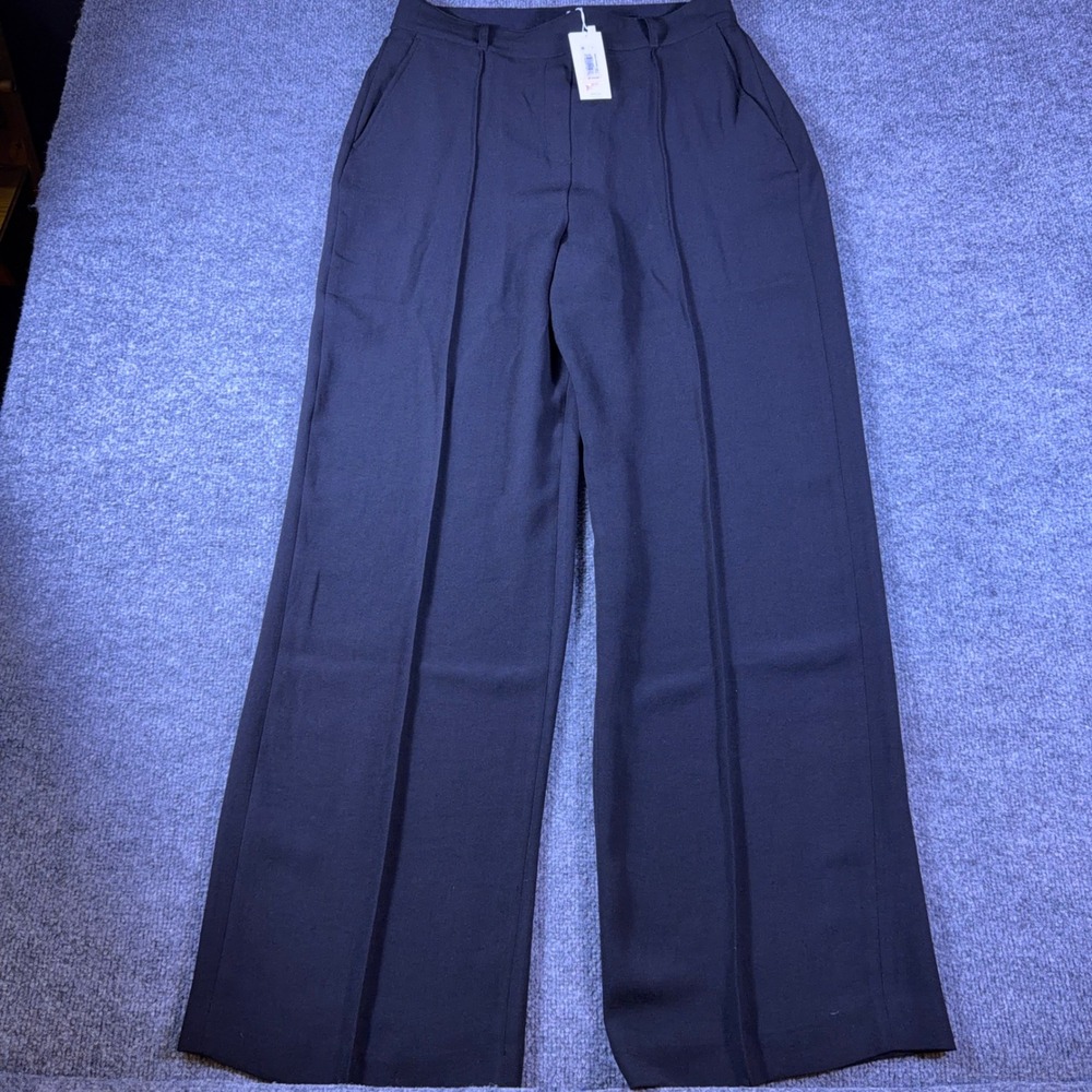 Spanx Crepe Straight Leg Trousers NWT Black Pintuck High Waist Office Pants L